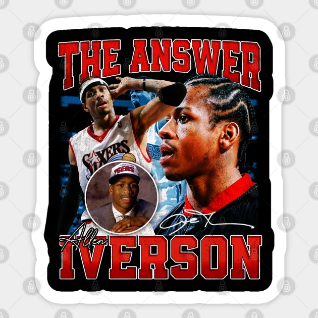 Allen Iverson The Answer Basketball Signature Vintage Retro 80s 90s Bootleg Rap Style Sticker by CarDE